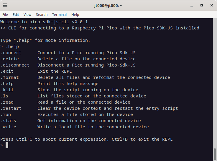 Screenshot of the Pico-SDK-JS CLI